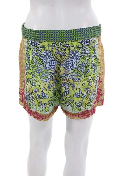Clover Canyon Womens Clothing Casual Green Abstract Polyester Shorts Size S