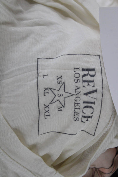 Revice Womens Ivory Basic T-Shirt Crew Neck Rayon Blend Short Sleeve Size S