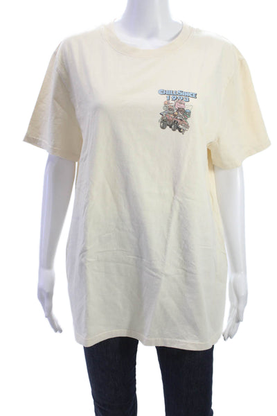 John Galt Women Basic Ivory Cotton Crew Neck Short Sleeve T-Shirt Size S