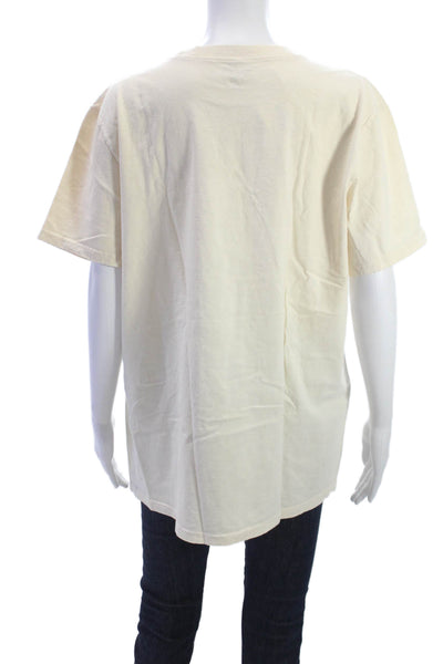 John Galt Women Basic Ivory Cotton Crew Neck Short Sleeve T-Shirt Size S