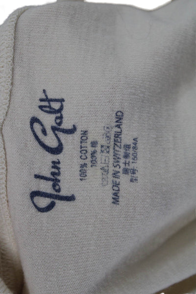 John Galt Women Basic Ivory Cotton Crew Neck Short Sleeve T-Shirt Size S