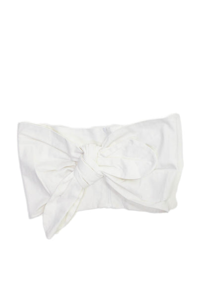Just Bee Queen Womens Cropped Strapless White Top Zip Cotton Spandex Size XS