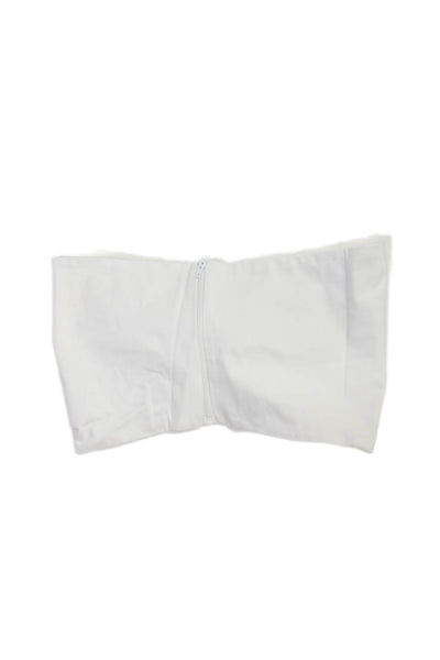 Just Bee Queen Womens Cropped Strapless White Top Zip Cotton Spandex Size XS