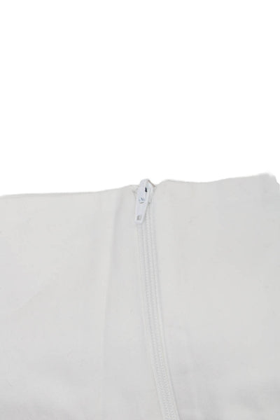 Just Bee Queen Womens Cropped Strapless White Top Zip Cotton Spandex Size XS