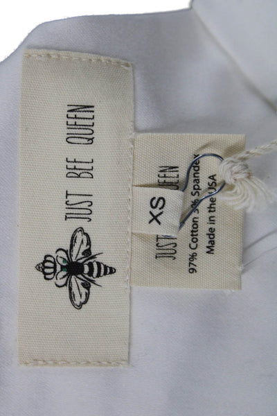 Just Bee Queen Womens Cropped Strapless White Top Zip Cotton Spandex Size XS