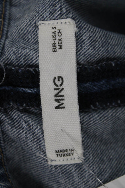 MNG Womens Blue Cotton V-Neck Button Sleeveless Vest Size S