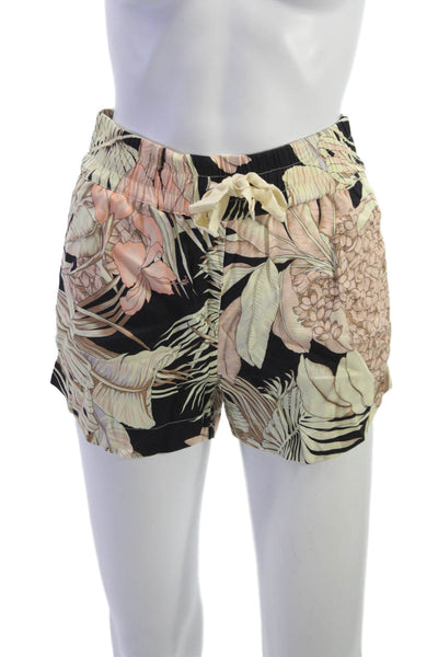 Les Coyotes De Paris Women Paperbag Floral Tencel Pull On Shorts Size 14