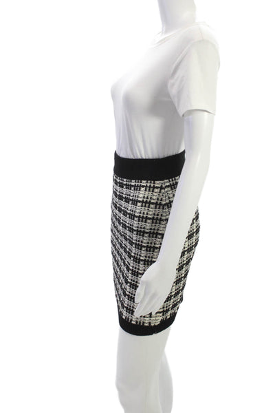 Babaton Women Mini Skirt Black 100% Merino Wool Check Size 2XS