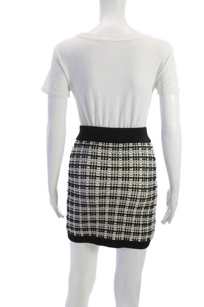 Babaton Women Mini Skirt Black 100% Merino Wool Check Size 2XS