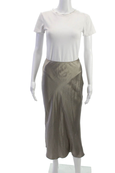Sablyn Womens Straight Pencil Silk Long Skirt Gray Zip Size S