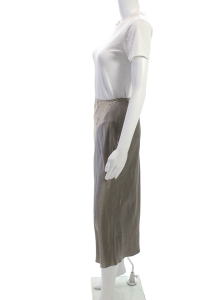 Sablyn Womens Straight Pencil Silk Long Skirt Gray Zip Size S