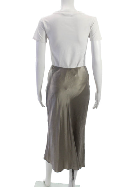 Sablyn Womens Straight Pencil Silk Long Skirt Gray Zip Size S