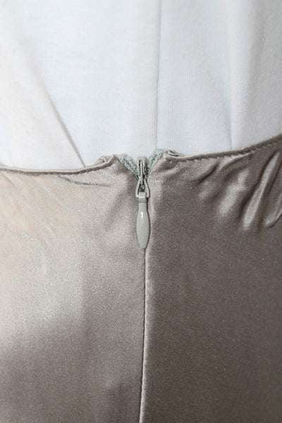 Sablyn Womens Straight Pencil Silk Long Skirt Gray Zip Size S