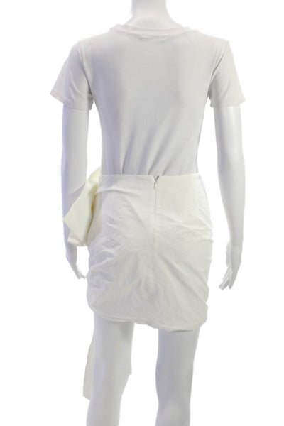 Zara Womens Mini Skirt White Zip Cotton Stretch Size XS