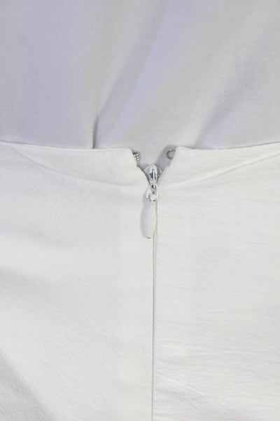 Zara Womens Mini Skirt White Zip Cotton Stretch Size XS