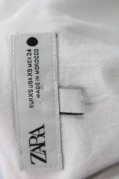 Zara Womens Mini Skirt White Zip Cotton Stretch Size XS