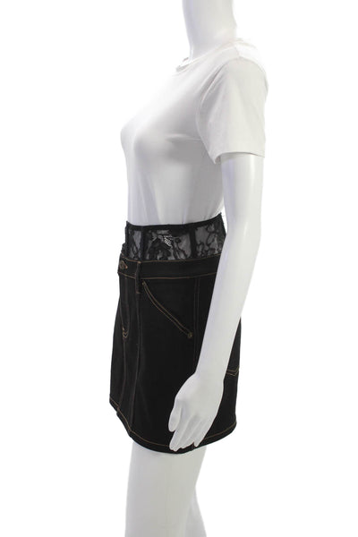 Fleur du Mal Women Mini Skirt Denim Solid Short Size 2