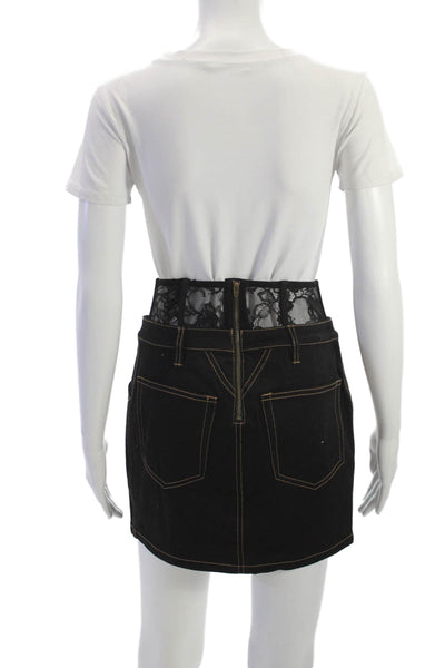 Fleur du Mal Women Mini Skirt Denim Solid Short Size 2