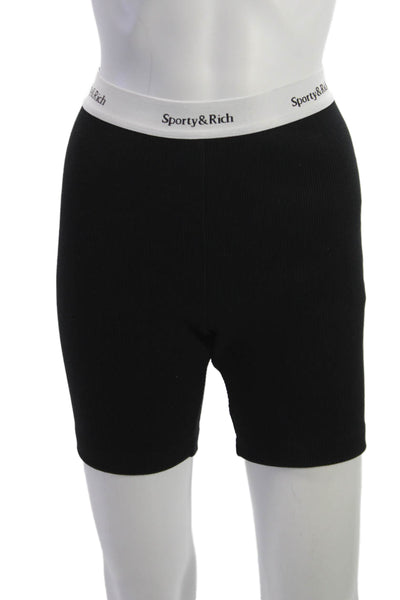 Sporty & Rich Womens Cotton Solid Biker Shorts Size S