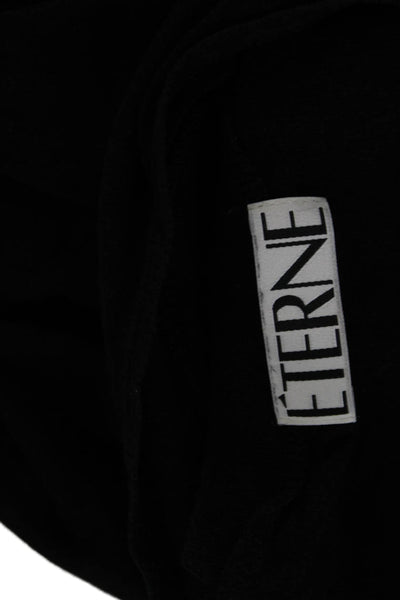 Eterne Womens Black Cotton Blend Solid Sleeveless Crop Top Size S