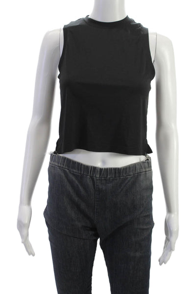 Lululemon Women Black Sleeveless Round Neck Polyester Solid Top Size 4