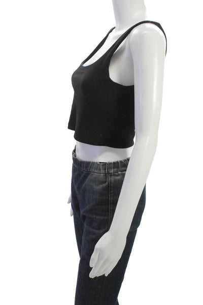 Bandier Womens Scoop Neck Ribbed Knit Sports Bra Black Size Medium
