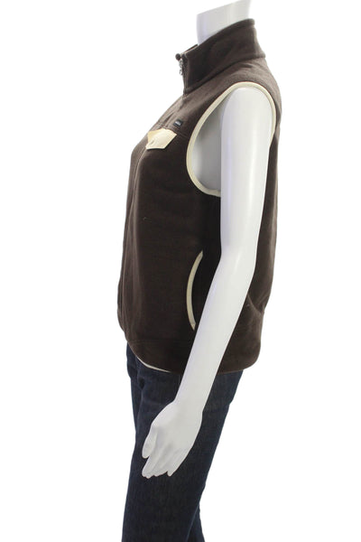 Sporty & Rich Women Brown Polyester Solid Vest Outerwear Size S