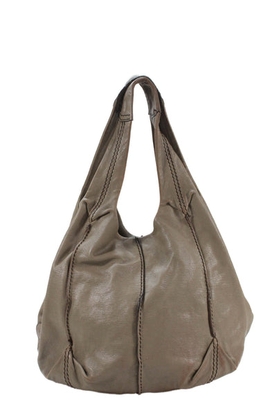 Tods Womens Solid Snap Closure Shoulder Bag Taupe