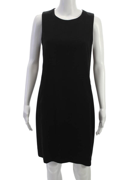 Vince Womens Black Sleeveless Shift Dress Round Neck Zip Polyester Size 8