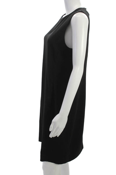 Vince Womens Black Sleeveless Shift Dress Round Neck Zip Polyester Size 8