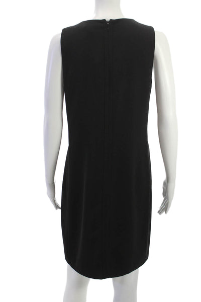 Vince Womens Black Sleeveless Shift Dress Round Neck Zip Polyester Size 8