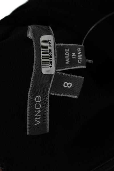 Vince Womens Black Sleeveless Shift Dress Round Neck Zip Polyester Size 8