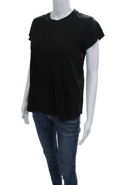 Marine Layer Women Black Crewneck Short Sleeve T-Shirt Supima Cotton Size S