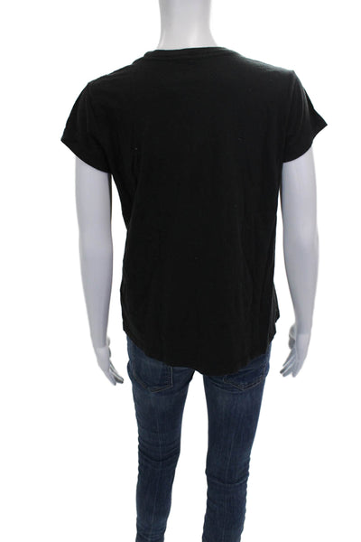 Marine Layer Women Black Crewneck Short Sleeve T-Shirt Supima Cotton Size S