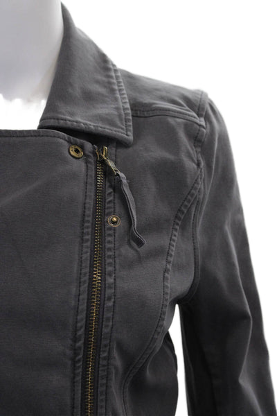 Marrakech Women Biker Jacket Gray Zip Long Sleeve 93% Cotton Size XS