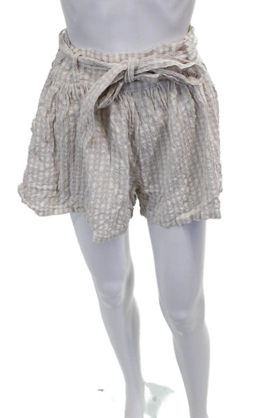 Splendid Womens Beige Checked Paperbag Shorts Size S