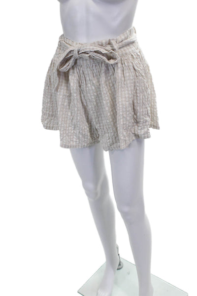 Splendid Womens Beige Checked Paperbag Shorts Size S