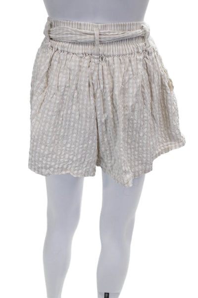 Splendid Womens Beige Checked Paperbag Shorts Size S