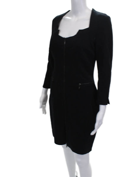 Cache Women Sheath Dress Black Sweetheart Neckline 3/4 Sleeve Zip Size 8