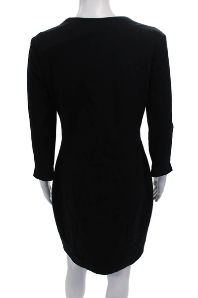 Cache Women Sheath Dress Black Sweetheart Neckline 3/4 Sleeve Zip Size 8