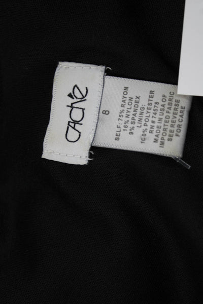 Cache Women Sheath Dress Black Sweetheart Neckline 3/4 Sleeve Zip Size 8