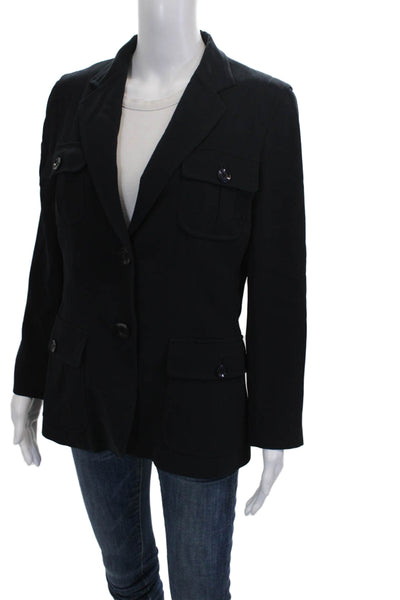 Max Mara Women Black Pant Suit Blazer Long Sleeve Button 73% Triacetate Size 8