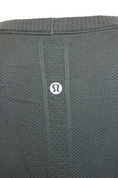 Lululemon Womens Pullover Scoop Neck Short Sleeve Green Polyester Blend Size 8
