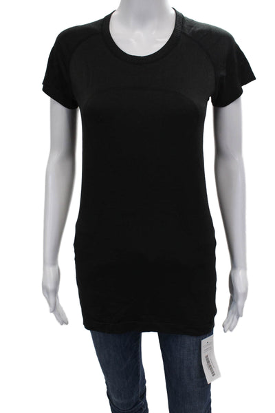Lululemon Womens Black Pullover T Shirt Short Sleeve Crew Neck Size 8