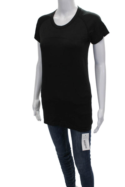 Lululemon Womens Black Pullover T Shirt Short Sleeve Crew Neck Size 8