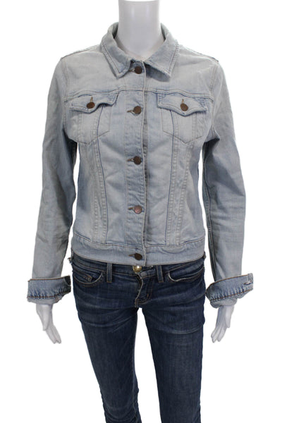 J Brand Womens Basic Denim Jacket Blue Button Long Sleeve Size M