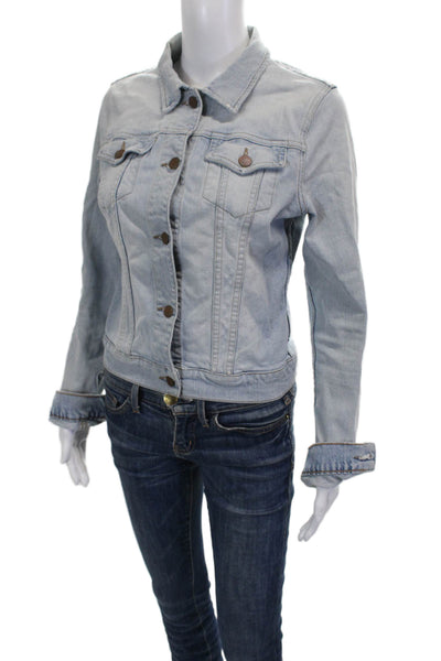 J Brand Womens Basic Denim Jacket Blue Button Long Sleeve Size M
