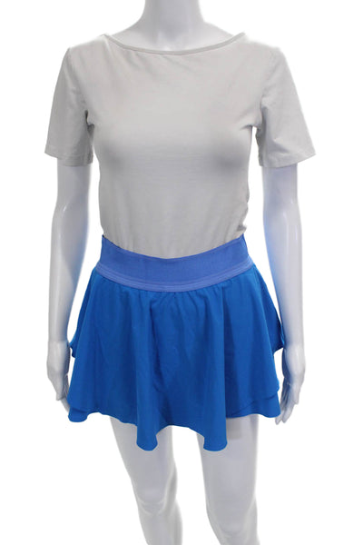 Lululemon Women Athletic Mini Skirt Blue Polyester Blend Pull On Size 6