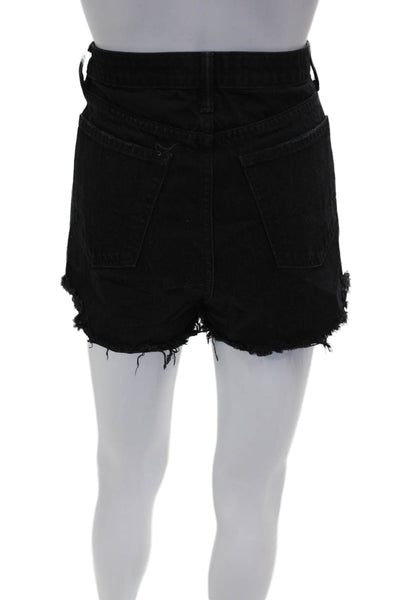 Denim X Alexander Wang Womens Cut-Off Black Cotton Shorts Size 29