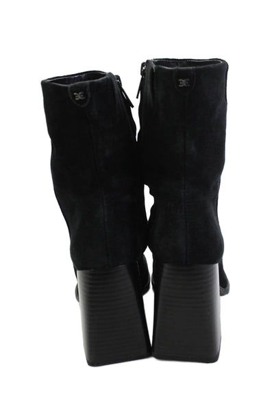 Sam Edelman Womens Suede Zip Up Ivette Ankle Boots Black Size 8.5 Medium